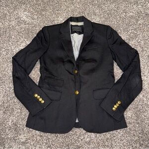 J. Crew Schoolboy Blazer Black Gold Buttons Womens Size 00 Wool Blend Preppy